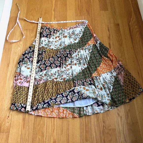 Sold Coldwater Creek Patchwork Tiered Pull On Multicolored Maxi Skirt (PL), NWOT - Picture 8 of 8